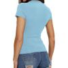 imageWomens Basic Tees Summer Short Sleeve Shirts Slim Fit Tight T Shirt Going Out Tops01sky Blue