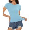 imageWomens Basic Tees Summer Short Sleeve Shirts Slim Fit Tight T Shirt Going Out Tops01sky Blue