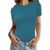 imageWomens Basic Tees Summer Short Sleeve Shirts Slim Fit Tight T Shirt Going Out Tops01crystalblue