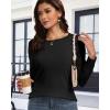 imageCHICGAL Women Long Sleeve Shirts Casual Fall Tees Crew Neck Basic Tunic TopsA Black