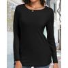 imageCHICGAL Women Long Sleeve Shirts Casual Fall Tees Crew Neck Basic Tunic TopsA Black