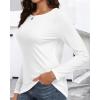 imageCHICGAL Women Long Sleeve Shirts Casual Fall Tees Crew Neck Basic Tunic TopsA White