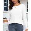 imageCHICGAL Women Long Sleeve Shirts Casual Fall Tees Crew Neck Basic Tunic TopsA White
