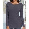 imageCHICGAL Women Long Sleeve Shirts Casual Fall Tees Crew Neck Basic Tunic TopsBlack Grey