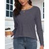 imageCHICGAL Women Long Sleeve Shirts Casual Fall Tees Crew Neck Basic Tunic TopsBlack Grey