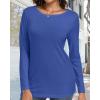 imageCHICGAL Women Long Sleeve Shirts Casual Fall Tees Crew Neck Basic Tunic TopsBlue