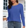 imageCHICGAL Women Long Sleeve Shirts Casual Fall Tees Crew Neck Basic Tunic TopsBlue