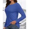 imageCHICGAL Women Long Sleeve Shirts Casual Fall Tees Crew Neck Basic Tunic TopsBlue