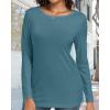 imageCHICGAL Women Long Sleeve Shirts Casual Fall Tees Crew Neck Basic Tunic TopsBlue Green