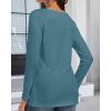 imageCHICGAL Women Long Sleeve Shirts Casual Fall Tees Crew Neck Basic Tunic TopsBlue Green