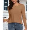 imageCHICGAL Women Long Sleeve Shirts Casual Fall Tees Crew Neck Basic Tunic TopsCoffee