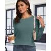 imageCHICGAL Women Long Sleeve Shirts Casual Fall Tees Crew Neck Basic Tunic TopsDark Green