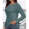 imageCHICGAL Women Long Sleeve Shirts Casual Fall Tees Crew Neck Basic Tunic TopsDark Green