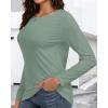 imageCHICGAL Women Long Sleeve Shirts Casual Fall Tees Crew Neck Basic Tunic TopsLight Green