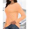 imageCHICGAL Women Long Sleeve Shirts Casual Fall Tees Crew Neck Basic Tunic TopsLight Orange