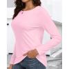 imageCHICGAL Women Long Sleeve Shirts Casual Fall Tees Crew Neck Basic Tunic TopsPink