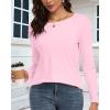 imageCHICGAL Women Long Sleeve Shirts Casual Fall Tees Crew Neck Basic Tunic TopsPink