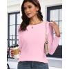 imageCHICGAL Women Long Sleeve Shirts Casual Fall Tees Crew Neck Basic Tunic TopsPink