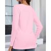 imageCHICGAL Women Long Sleeve Shirts Casual Fall Tees Crew Neck Basic Tunic TopsPink