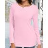 imageCHICGAL Women Long Sleeve Shirts Casual Fall Tees Crew Neck Basic Tunic TopsPink
