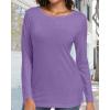 imageCHICGAL Women Long Sleeve Shirts Casual Fall Tees Crew Neck Basic Tunic TopsPurple