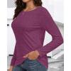 imageCHICGAL Women Long Sleeve Shirts Casual Fall Tees Crew Neck Basic Tunic TopsPurple Wine Red
