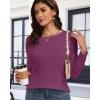 imageCHICGAL Women Long Sleeve Shirts Casual Fall Tees Crew Neck Basic Tunic TopsPurple Wine Red