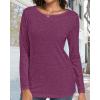 imageCHICGAL Women Long Sleeve Shirts Casual Fall Tees Crew Neck Basic Tunic TopsPurple Wine Red