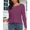 imageCHICGAL Women Long Sleeve Shirts Casual Fall Tees Crew Neck Basic Tunic TopsPurple Wine Red