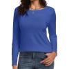 imageCHICGAL Women Long Sleeve Shirts Casual Fall Tees Crew Neck Basic Tunic TopsBlue