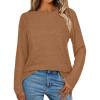 imageCHICGAL Women Long Sleeve Shirts Casual Fall Tees Crew Neck Basic Tunic TopsCoffee