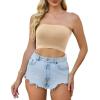image4 Pieces Tube Top Strapless Tops for Women Summer Bandeau Basic Crop Tops Sleeveless ShirtBlack beige light Grey white