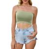 image4 Pieces Tube Top Strapless Tops for Women Summer Bandeau Basic Crop Tops Sleeveless ShirtBlack brown navy Green white