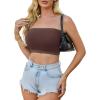 image4 Pieces Tube Top Strapless Tops for Women Summer Bandeau Basic Crop Tops Sleeveless ShirtBlack brown navy Green white