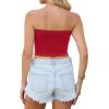 image4 Pieces Tube Top Strapless Tops for Women Summer Bandeau Basic Crop Tops Sleeveless ShirtBlack deep Grey red white