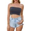 image4 Pieces Tube Top Strapless Tops for Women Summer Bandeau Basic Crop Tops Sleeveless ShirtBlack white navy Green deep Grey