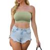 image4 Pieces Tube Top Strapless Tops for Women Summer Bandeau Basic Crop Tops Sleeveless ShirtBlack white navy Green deep Grey