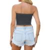 image4 Pieces Tube Top Strapless Tops for Women Summer Bandeau Basic Crop Tops Sleeveless ShirtBlack white navy Green deep Grey