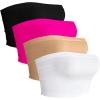 image4 Pieces Tube Top Strapless Tops for Women Summer Bandeau Basic Crop Tops Sleeveless ShirtBlack pink beige white