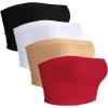 image4 Pieces Tube Top Strapless Tops for Women Summer Bandeau Basic Crop Tops Sleeveless ShirtBlack white beige red