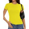 imageWomens Basic Tees Summer Short Sleeve Shirts Slim Fit Tight T Shirt Going Out Tops01bright Yellow