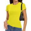 imageWomens Basic Tees Summer Short Sleeve Shirts Slim Fit Tight T Shirt Going Out Tops01bright Yellow
