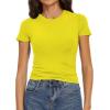imageWomens Basic Tees Summer Short Sleeve Shirts Slim Fit Tight T Shirt Going Out Tops01bright Yellow