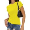imageWomens Basic Tees Summer Short Sleeve Shirts Slim Fit Tight T Shirt Going Out Tops01bright Yellow