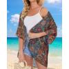imageWomens Floral Print Puff Sleeve Kimono Cardigan Loose Cover Up Casual Blouse TopsBohemia Print