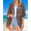 imageWomens Floral Print Puff Sleeve Kimono Cardigan Loose Cover Up Casual Blouse TopsBohemia Print