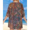imageWomens Floral Print Puff Sleeve Kimono Cardigan Loose Cover Up Casual Blouse TopsBohemia Print