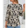 imageCHICGAL Women 34 Sleeve Shirts Casual Round Neck Tops Basic Tees Cute TShirts BlousesApricot Floral