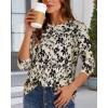 imageCHICGAL Women 34 Sleeve Shirts Casual Round Neck Tops Basic Tees Cute TShirts BlousesApricot Floral