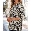 imageCHICGAL Women 34 Sleeve Shirts Casual Round Neck Tops Basic Tees Cute TShirts BlousesApricot Floral